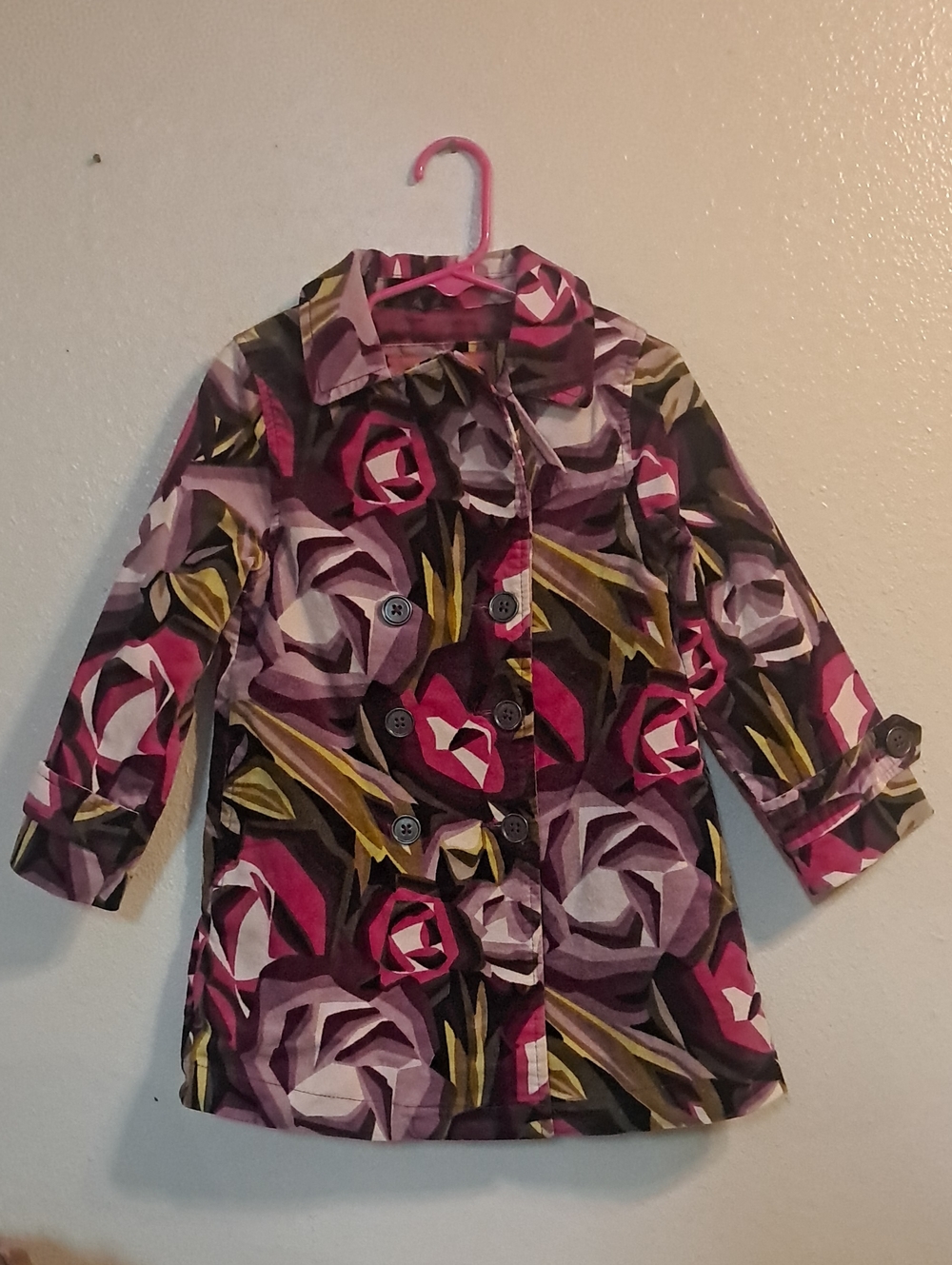 Missoni Girls' Floral Button-Front Coat in Pink, Purple & Olive